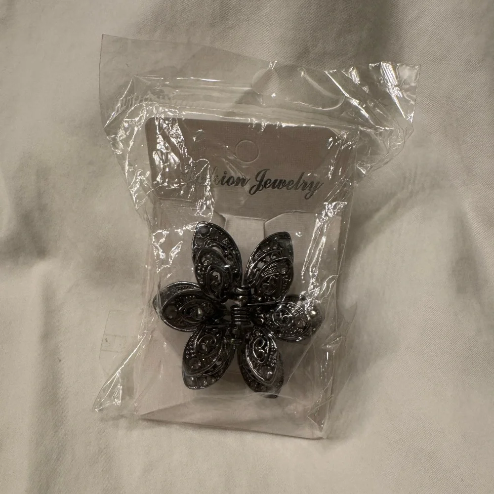 NEW! JAW CLAW HAIR CLIP RHINESTONES 1 1/2” STRONG ALLOY Gunmetal UPDO ACCESSORY